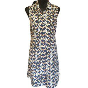 💖Cabi Sleeveless Shirt Dress With Bold Heart Print Size S